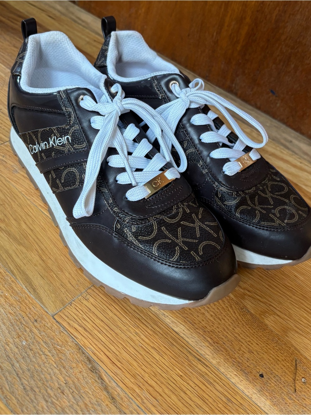 Calvin Klein Black and White Logo-Print Sneakers